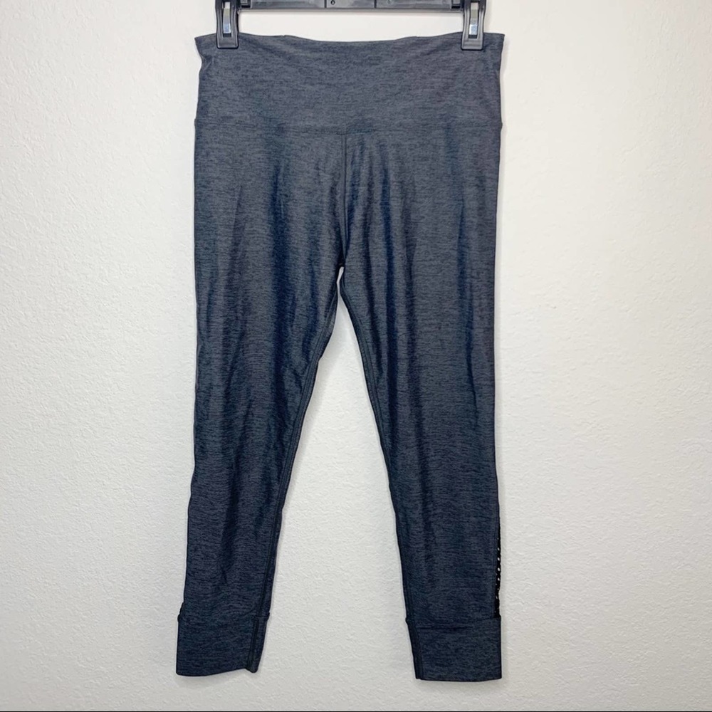 LORNA JANE Charcoal Grey with Black Mesh Calf Details Caori Cropped Leggings